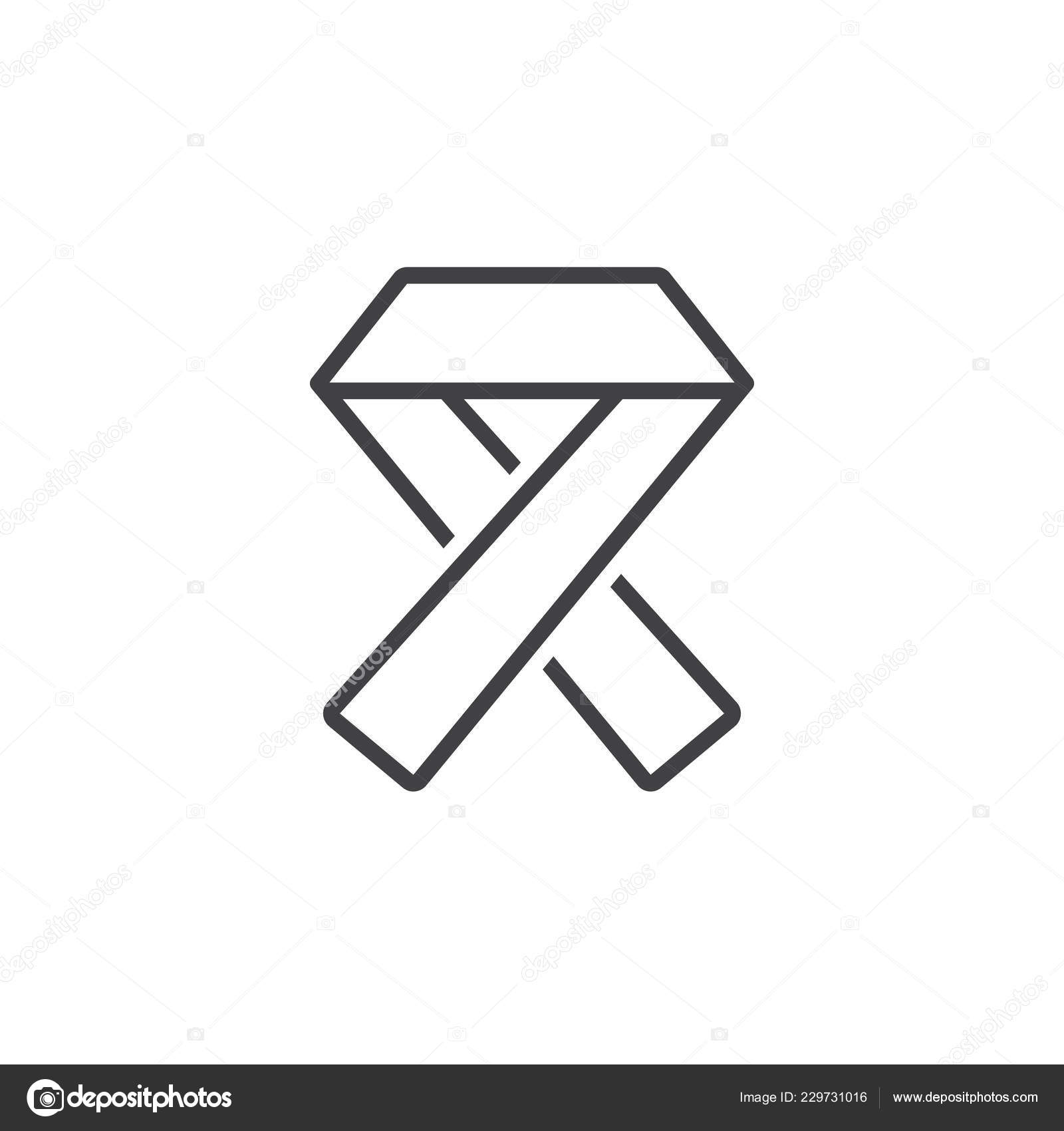 Hiv Aids Symbol Ribbon Line Icon Outline Vector Logo Illustration Stock ...