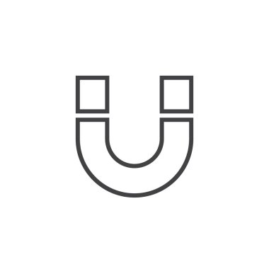 Mıknatıs satırı simgesi, Anahat vektör logo illüstrasyon, doğrusal piktogram beyaz izole