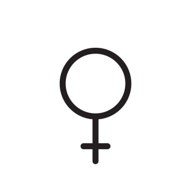 Dişi sembolü. satırı simgesi, Anahat vektör logo illüstrasyon, doğrusal piktogram beyaz izole