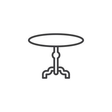 yemek masası satırı simgesi, Anahat vektör işareti, doğrusal piktogram beyaz izole. Logo illüstrasyon