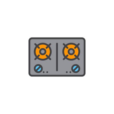 Gas stove line icon, filled outline vector sign, linear colorful pictogram isolated on white. logo illustration