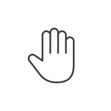 Palm, el satırı simgesi, Anahat vektör işareti, doğrusal piktogram beyaz izole. Logo illüstrasyon