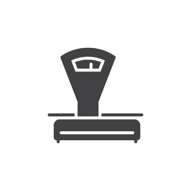 Pazar ölçekler simge vektör, sağlam düz işareti, beyaz, logo illüstrasyon izole piktogram