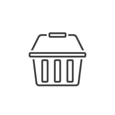 Alışveriş sepeti satırı simgesi, Anahat vektör logo illüstrasyon, doğrusal piktogram beyaz izole