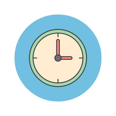 Saat ince çizgi simgesi, zaman Anahat vektör logo illüstrasyon, üzerinde beyaz izole doğrusal renkli sembol dolu.