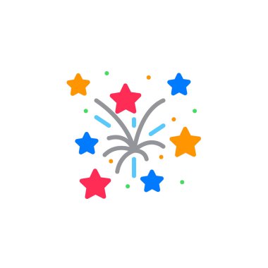 Havai fişek simge vektör, dolu düz işareti, beyaz, logo illüstrasyon izole katı renkli sembol