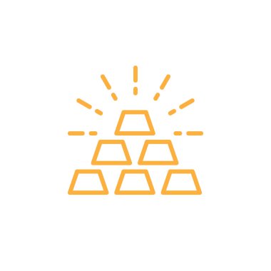 Altın satırı simgesi, Anahat vektör logosu, doğrusal piktogram beyaz, piksel mükemmel renk illustratio izole