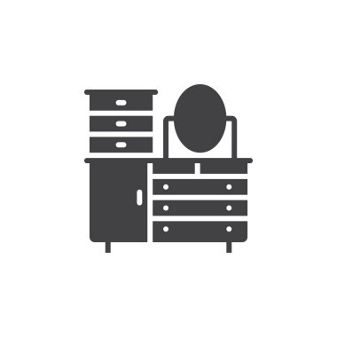 tuvalet masası vektör simgesi. sağlam düz işareti, beyaz, logo illüstrasyon izole piktogram