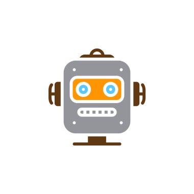 Robot baş simge vektör, dolu düz işareti, beyaz, logo illüstrasyon izole katı renkli sembol