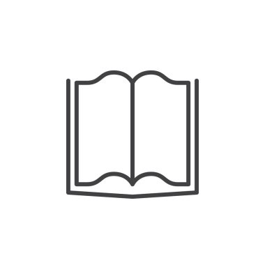 kitap satırı simgesi, Anahat vektör logosu, doğrusal piktogram beyaz, piksel mükemmel illüstrasyon izole