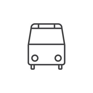 Otobüs satırı simgesi, Anahat vektör logo illüstrasyon, doğrusal piktogram beyaz izole