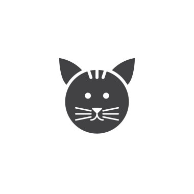 Kedi simge vektör, evde beslenen hayvan katı logo illüstrasyon, üzerinde beyaz izole piktogram