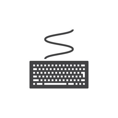 Bilgisayar klavye simge vektör, sağlam düz işareti, beyaz, logo illüstrasyon izole piktogram