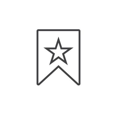 Yıldız satırı simgesi, Anahat vektör logo illüstrasyon, doğrusal piktogram beyaz izole ile yer imi