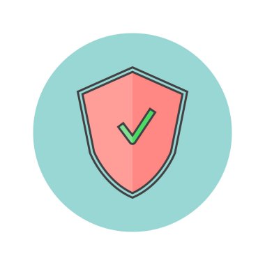 Kalkan ince çizgi simgesi, koruma Anahat vektör logo illüstrasyon, üzerinde beyaz izole doğrusal renkli sembol dolu.