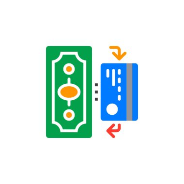 Nakit ve nakitsiz ödemeler simge vektör, dolu düz işareti, beyaz, logo illüstrasyon izole katı renkli sembol