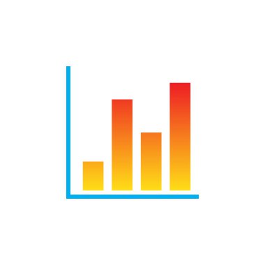 Çubuk grafik simge vektör, katı logo illüstrasyon, renkli sembol üzerinde beyaz izole