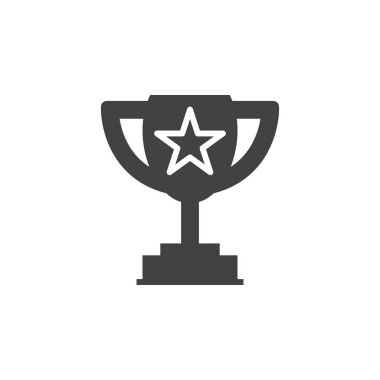 Kazanan Kupa sembolü. Loving Kupası yıldız simgesi vektör ile dolu düz işareti, beyaz, logo illüstrasyon izole katı piktogram