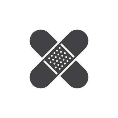 Yapıştırıcı sıva simge vektör, katı logo illüstrasyon, üzerinde beyaz izole piktogram