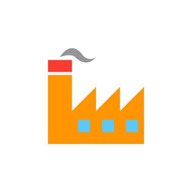 Fabrika simge vektör, sanayi katı logo illüstrasyon, renkli sembol üzerinde beyaz izole