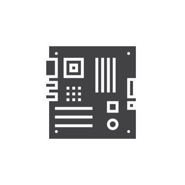 Kişisel bilgisayar anakart simge vektör, düz işareti, beyaz, logo illüstrasyon izole katı piktogram dolu