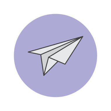 Kağıt Uçak ince çizgi simgesi, doldurulmuş Anahat vektör logo illüstrasyon, doğrusal renkli sembol siyah izole