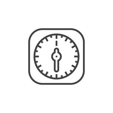 Mutfak Timer satırı simgesi, Anahat vektör işareti, doğrusal piktogram beyaz izole. Logo illüstrasyon