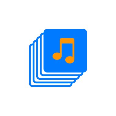 müzik koleksiyonu simge vektör, çalma listesi katı logo illüstrasyon, renkli sembol üzerinde beyaz izole