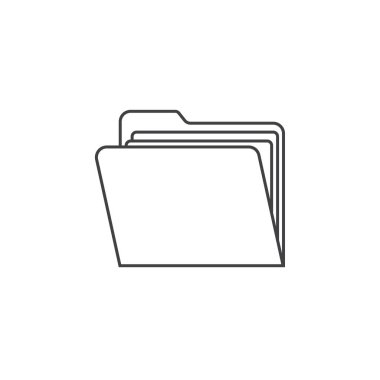 Klasör ince çizgi simgesi, Portföy anahat vektör logo illüstrasyon, doğrusal piktogram beyaz izole