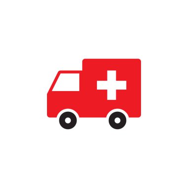 Ambulans araba simge vektör, katı logo illüstrasyon, renkli sembol üzerinde beyaz izole