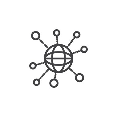 satır simge, sosyal ağ Anahat vektör logo illüstrasyon, doğrusal piktogram beyaz izole