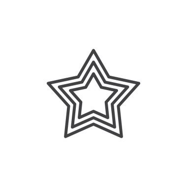 Yıldız satırı simgesi, Anahat vektör işareti, doğrusal piktogram beyaz izole. Logo illüstrasyon