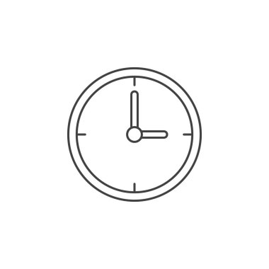 Saat ince çizgi simgesi, zaman anahat vektör logo illüstrasyon, doğrusal piktogram beyaz izole