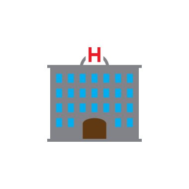 Otel simge vektör, katı logo, sembol üzerinde beyaz izole