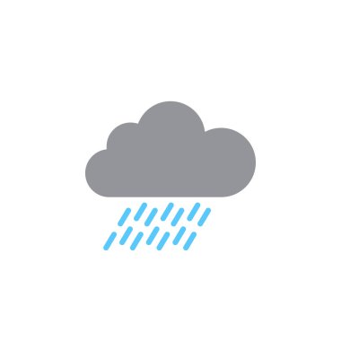 Bulut yağmur simge vektör, katı logo illüstrasyon, renkli sembol üzerinde beyaz izole