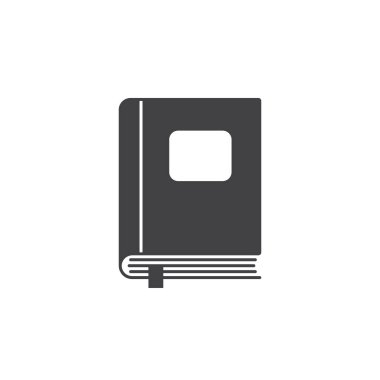 Kapalı kitap simge vektör, katı logo illüstrasyon, üzerinde beyaz izole piktogram