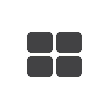 Blok düzeni simge vektör, katı logo illüstrasyon, üzerinde beyaz izole piktogram