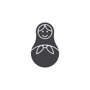 Rus iç içe bebek simge vektör, Matryoshka katı logo illüstrasyon, üzerinde beyaz izole piktogram
