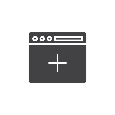 Yeni tarayıcı penceresi simge vektör, düz işareti, beyaz, logo illüstrasyon izole katı piktogram dolu