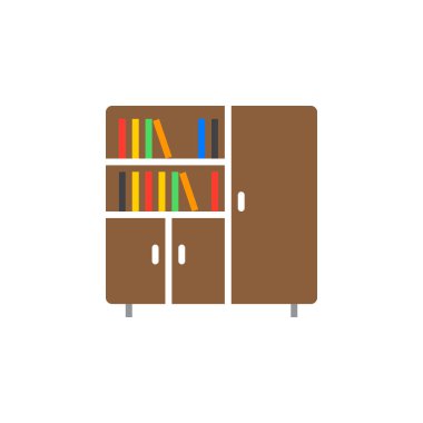 Kitaplık simge vektör, sağlam düz işareti, beyaz, logo illüstrasyon izole renkli sembol