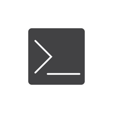 Terminal simge vektör, katı logo illüstrasyon, üzerinde beyaz izole piktogram