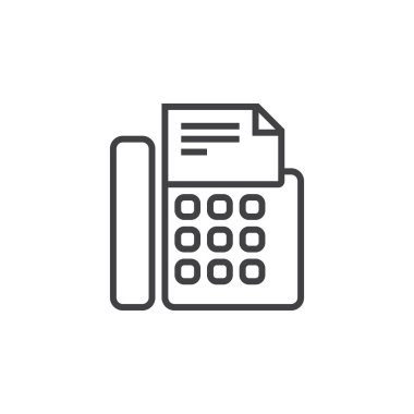 Faks makinesi satırı simgesi, telefaks Anahat vektör logo illüstrasyon, doğrusal piktogram beyaz izole