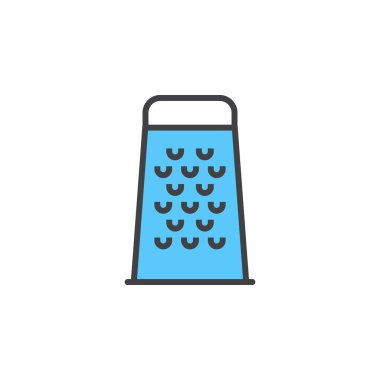 Gıda rende satırı simgesi, doldurulmuş Anahat vektör işareti, üzerinde beyaz izole doğrusal renkli sembol. Logo illüstrasyon