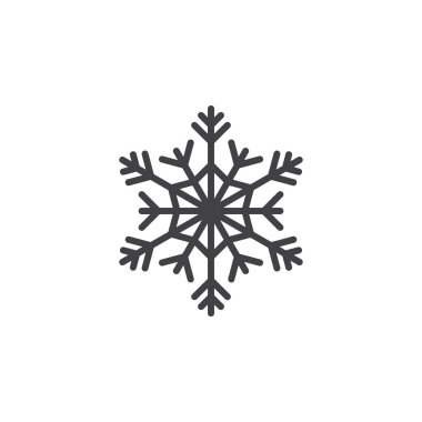 Soğuk sembolü, kar tanesi satır simgesi, Anahat vektör işareti, doğrusal piktogram beyaz izole. Logo illüstrasyon