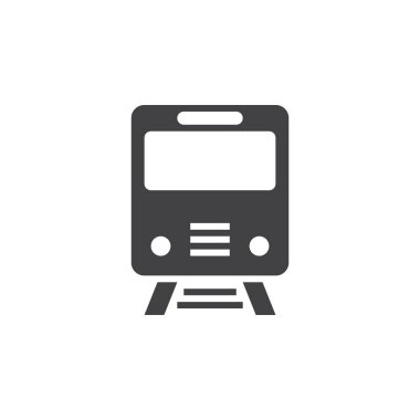 Tren simge vektör, demiryolu katı logosu, beyaz, piksel mükemmel illustratio izole piktogram