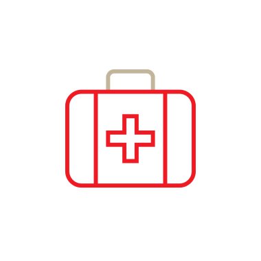 İlk yardım satırı simgesi, anahat vektör logo illüstrasyon, doğrusal piktogram beyaz izole