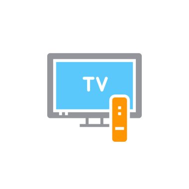 televizyon simge vektör, tv katı işareti, beyaz, logo illüstrasyon izole renkli sembol