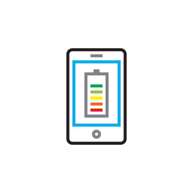 satırı simgesi, Anahat vektör logosu, doğrusal piktogram whit üzerinde izole şarj telefon