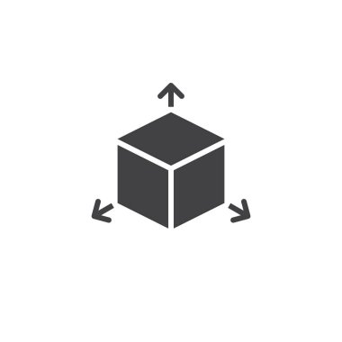 küp simge vektör, katı logo illüstrasyon, üzerinde beyaz izole piktogram