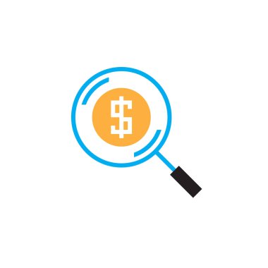 para arama simge vektör, katı logo, beyaz, piksel mükemmel renk illüstrasyon izole piktogram finansman bulma